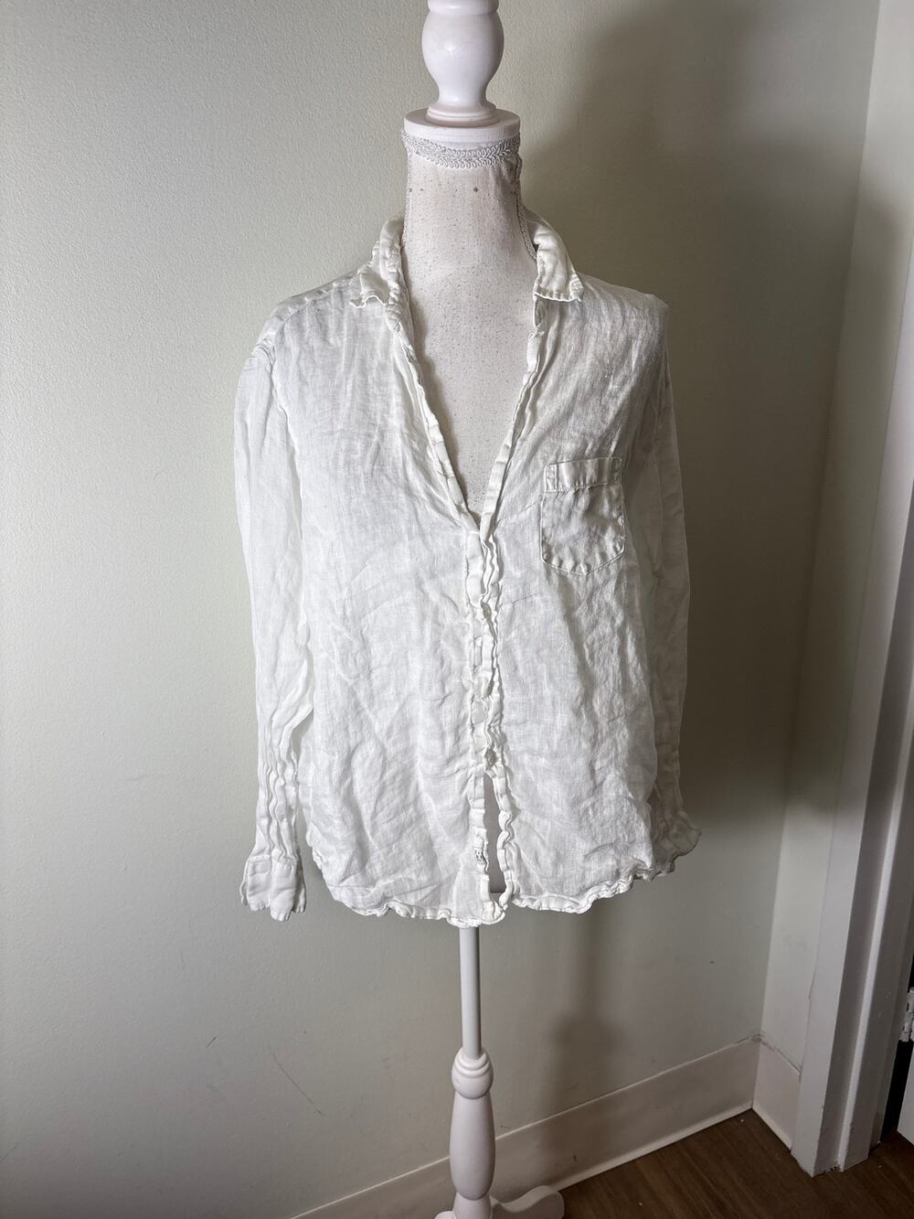 Frank & Eileen Crisp White Long Sleeve Button Up Shirt Sz M
